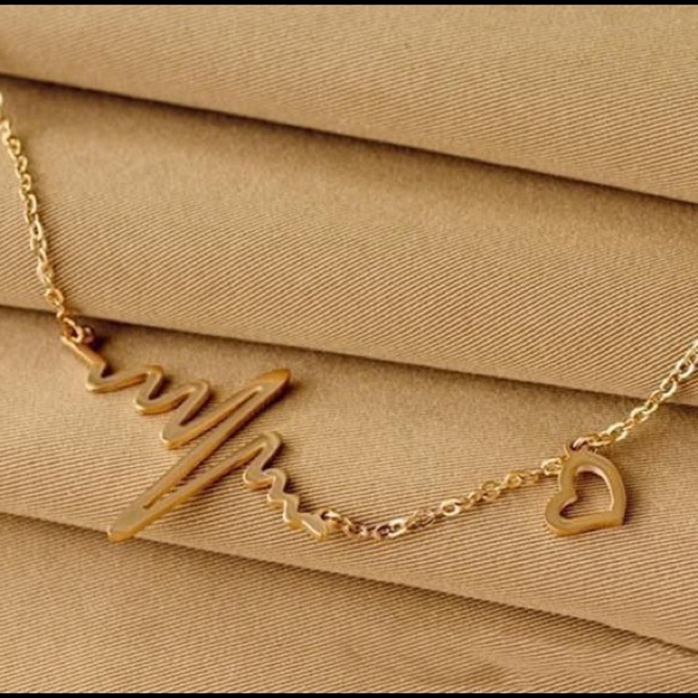 LAST SET SALE Gold EKG Heart Beat Dainty Necklace - Picture 2 of 6